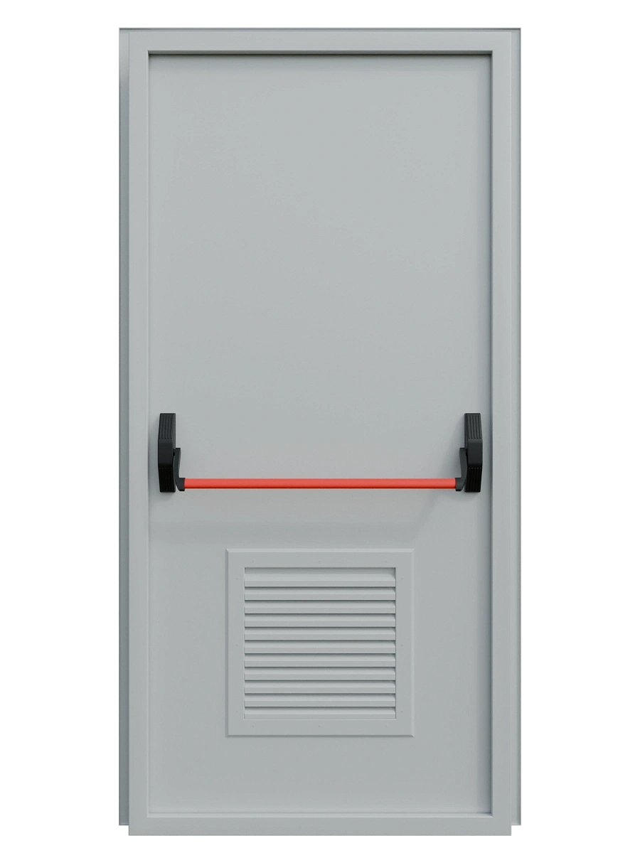 Однопольная техническая дверь с решеткой и антипаникой