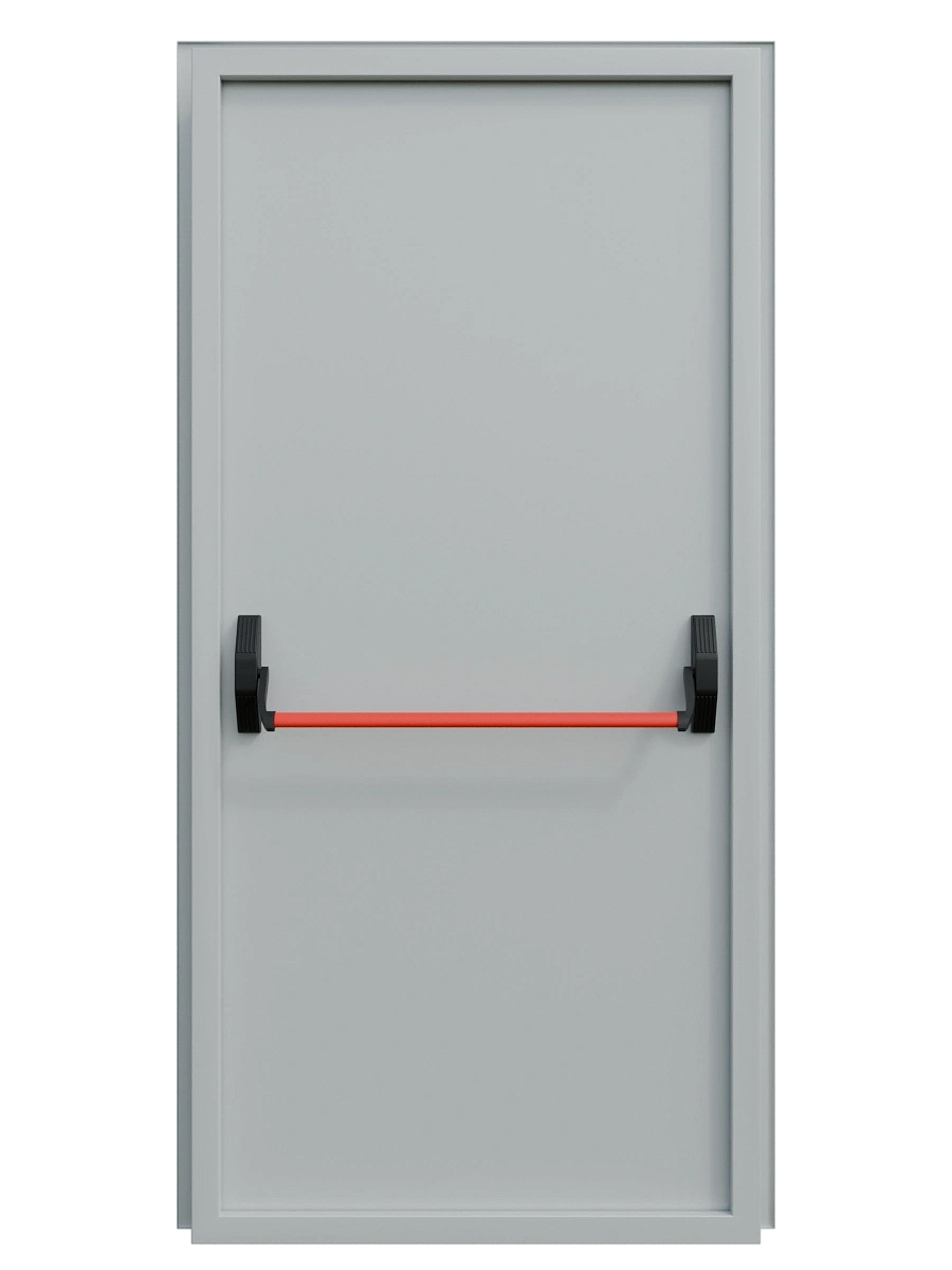 Однопольная глухая противопожарная дверь ei 60 с антипаникой (ручка) из металла 1.2 мм