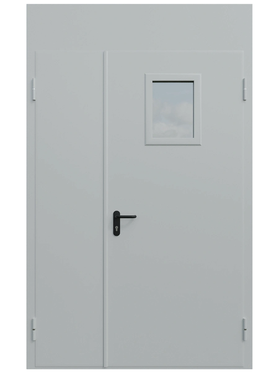 Двупольная противопожарная дверь ei 60 с окном и фрамугой