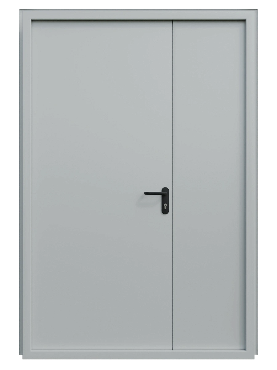 Двупольная глухая противопожарная дверь ei 60 1200х2050, металл 1.5 мм, двухцветный окрас