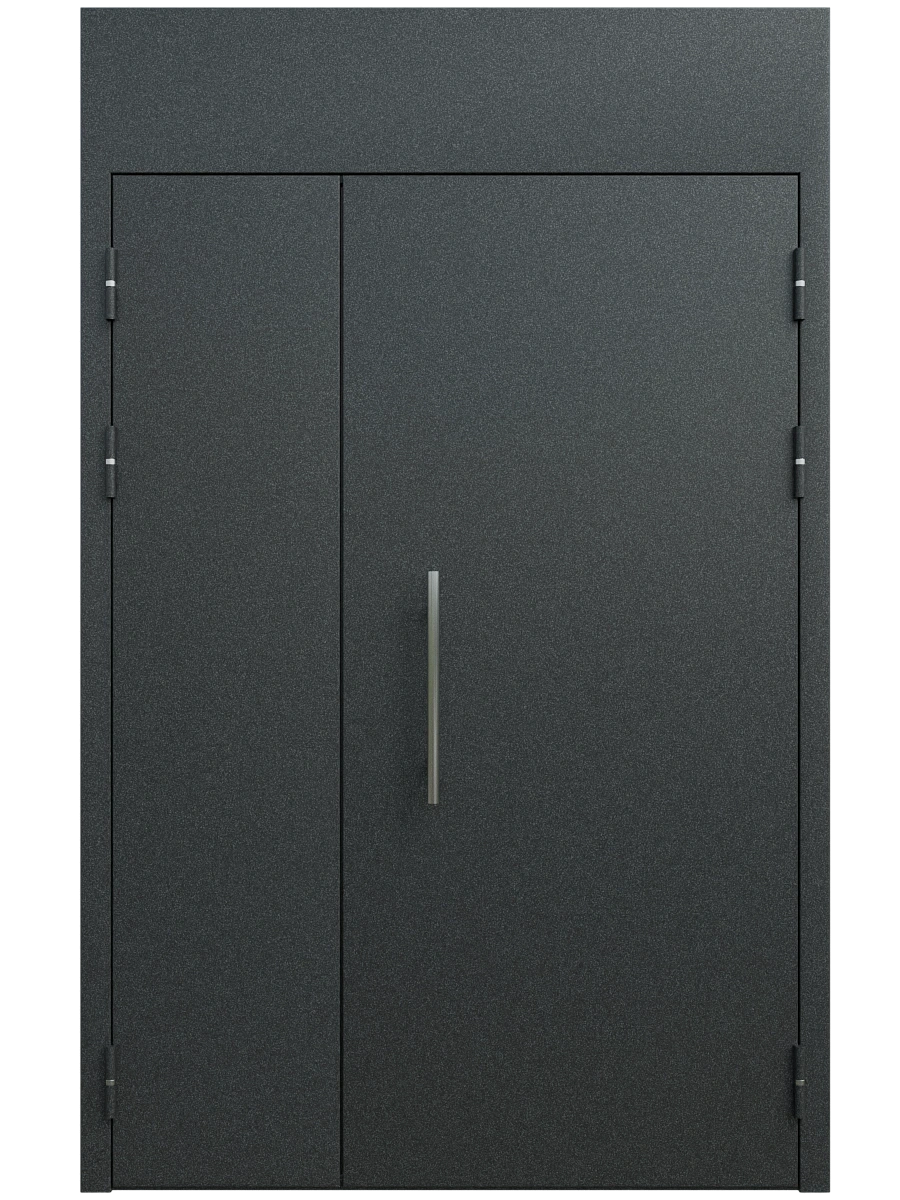 Двупольная подъездная дверь с фрамугой